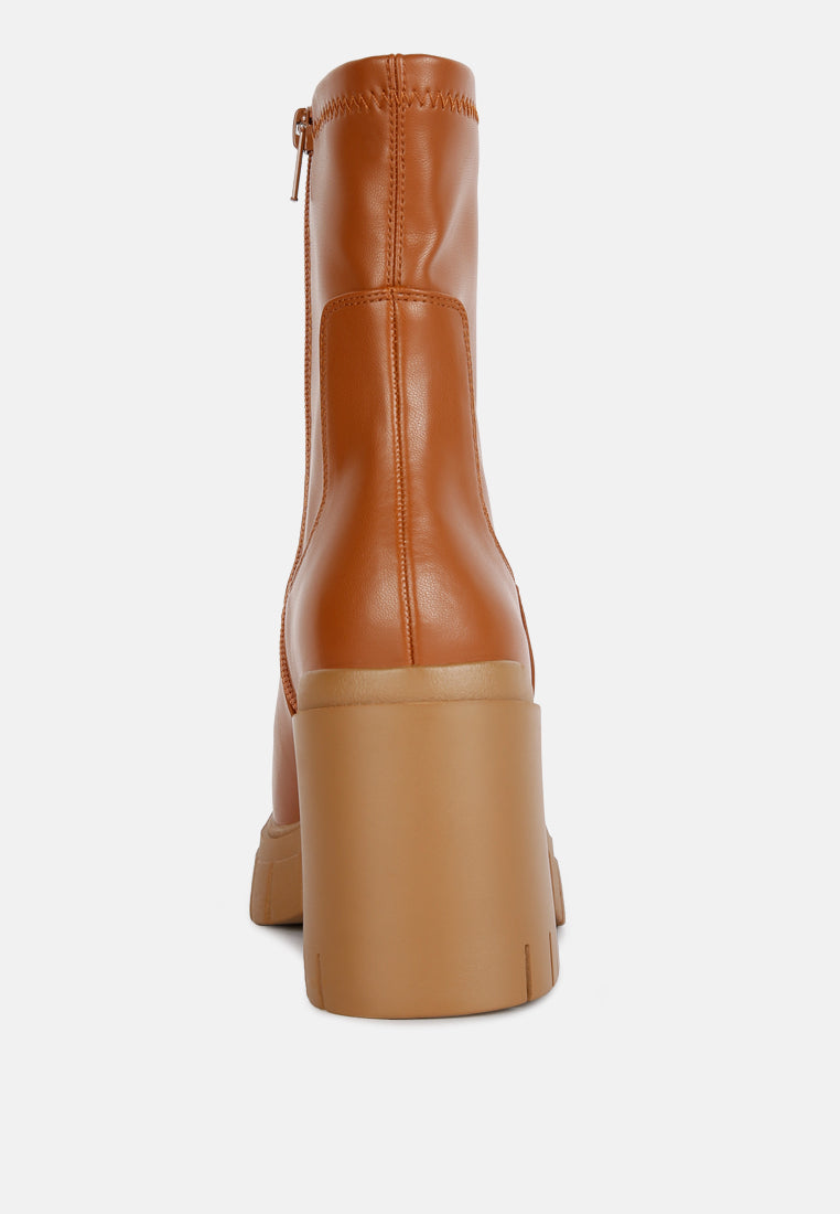kokum faux leather platform ankle boots by ft#color_tan