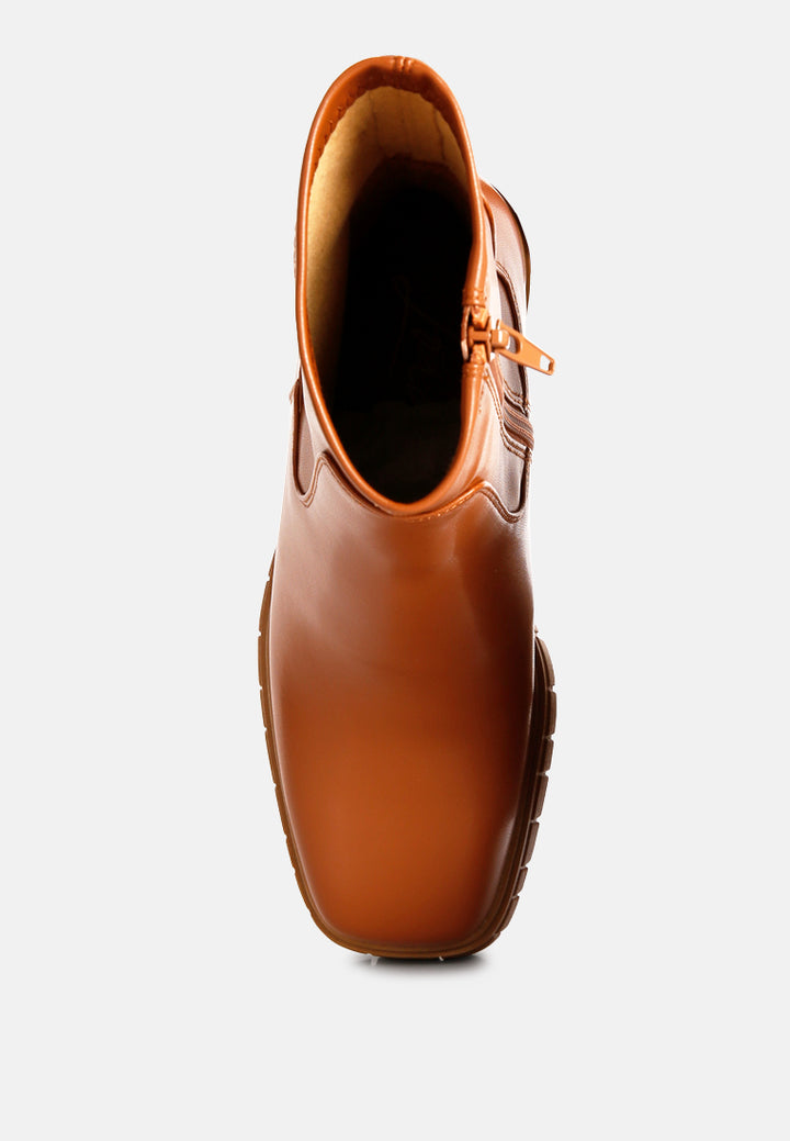 kokum faux leather platform ankle boots#color_tan