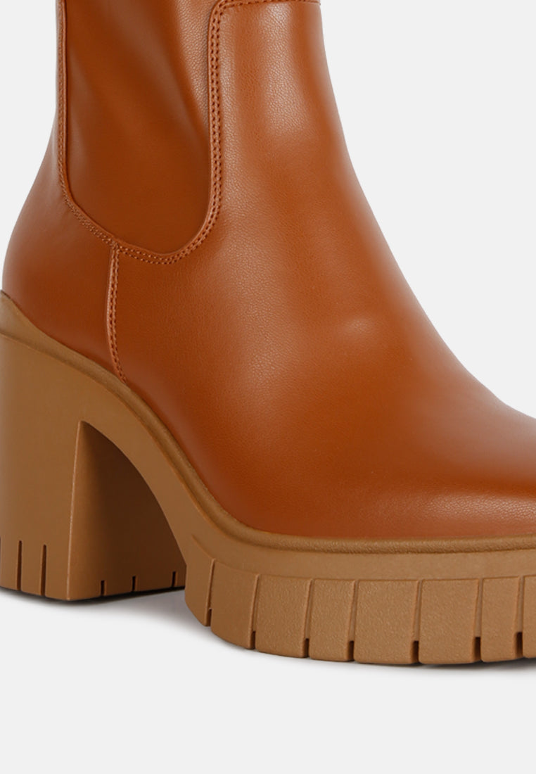 london rag women's faux leather platform heeled ankle boot by motes#color_tan