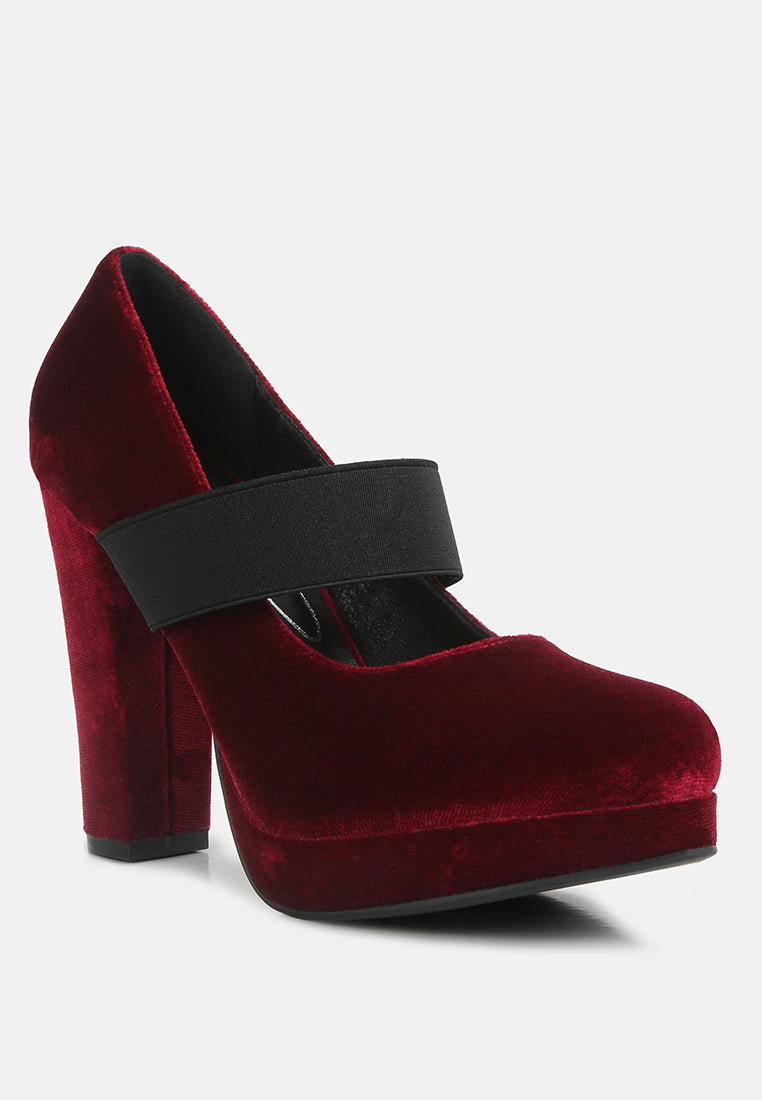 krause high block heel velvet pumps by ruw#color_burgundy