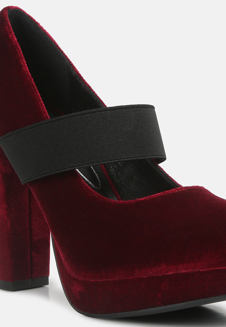 krause high block heel velvet pumps#color_burgundy