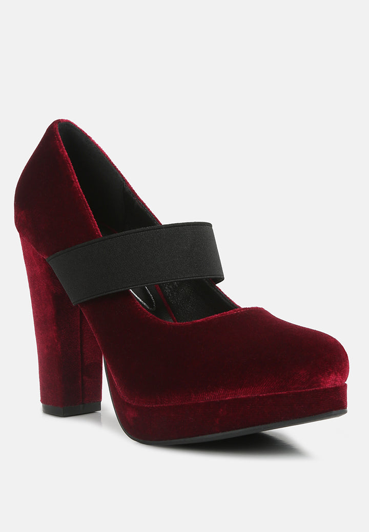 krause high block heel velvet pumps#color_burgundy