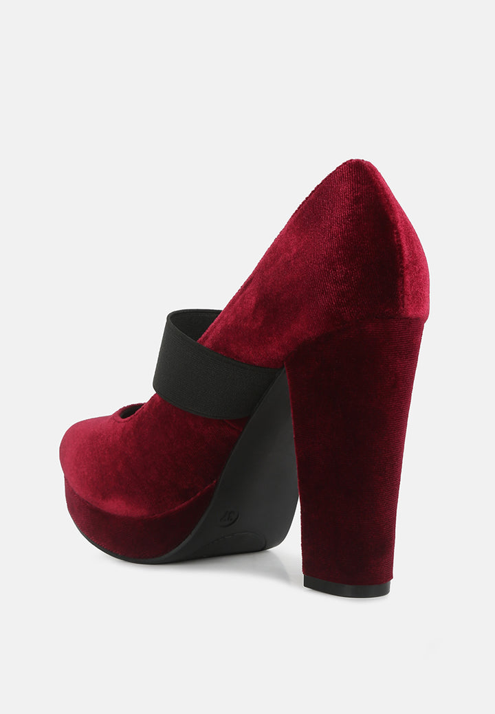 krause high block heel velvet pumps#color_burgundy