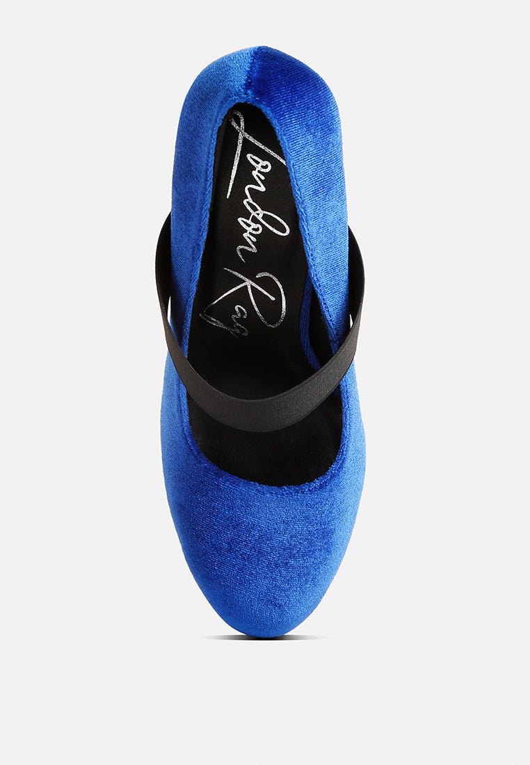 krause high block heel velvet pumps#color_blue