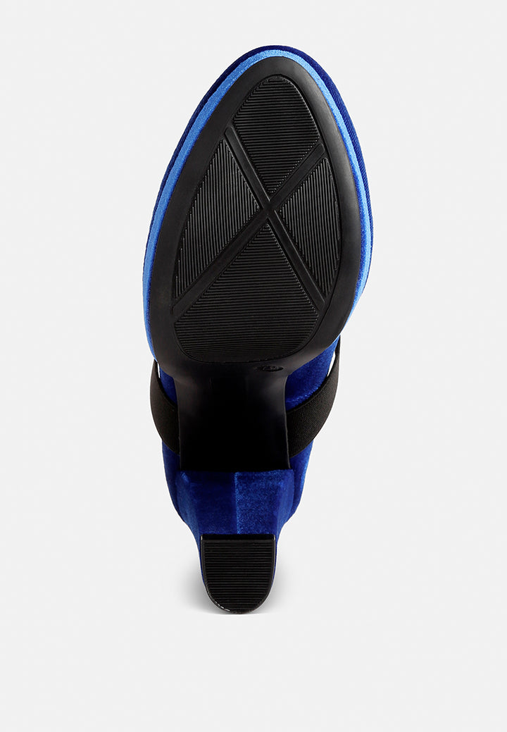krause high block heel velvet pumps#color_blue