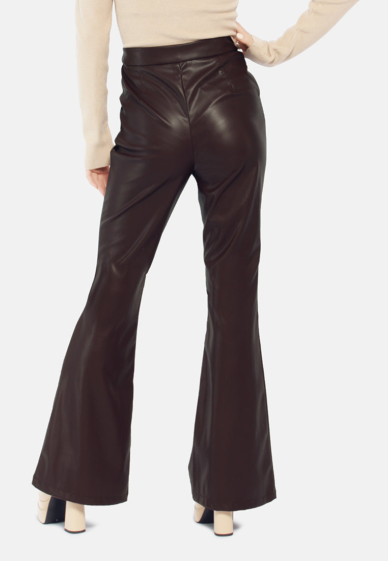 ladies flared trousers#color_chocolate