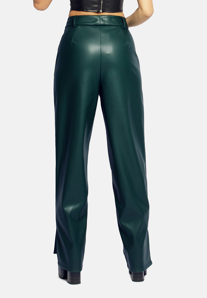 ladies straight trousers#color_bottel-green