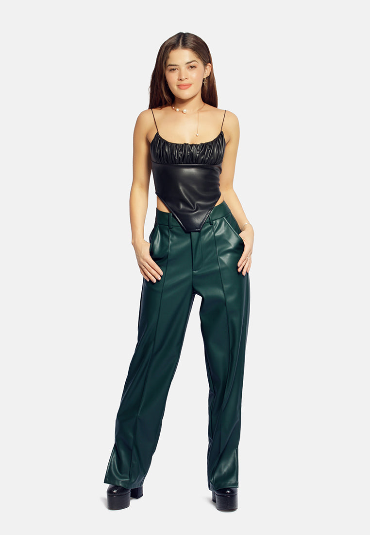 ladies straight trousers#color_bottel-green