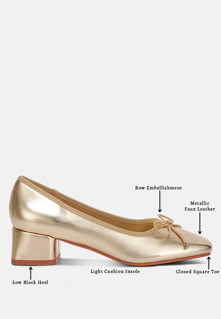 laga metallic low block heel ballerinas by rag#color_gold