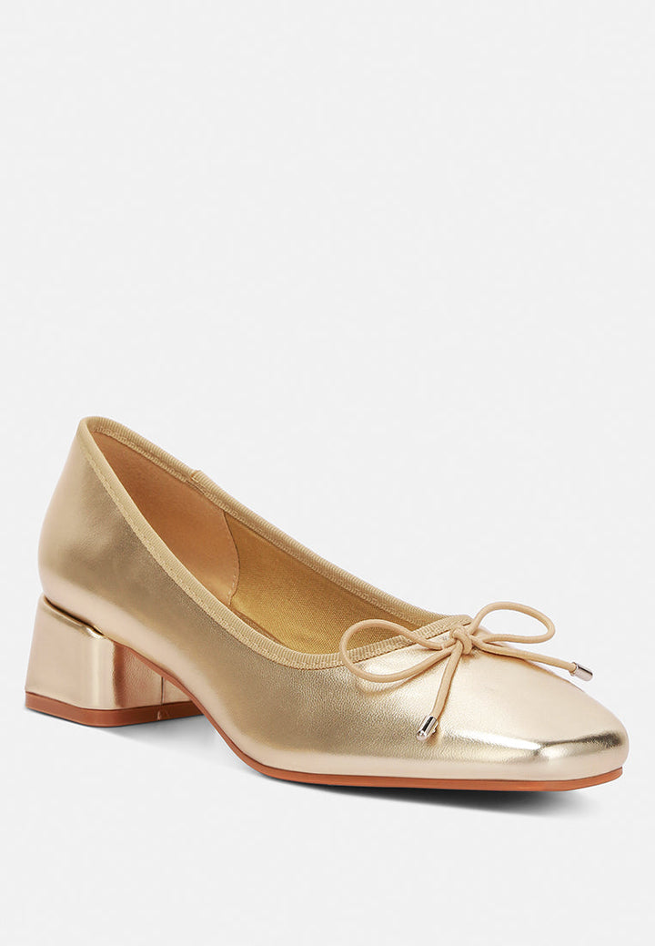 laga metallic low block heel ballerinas by rag#color_gold