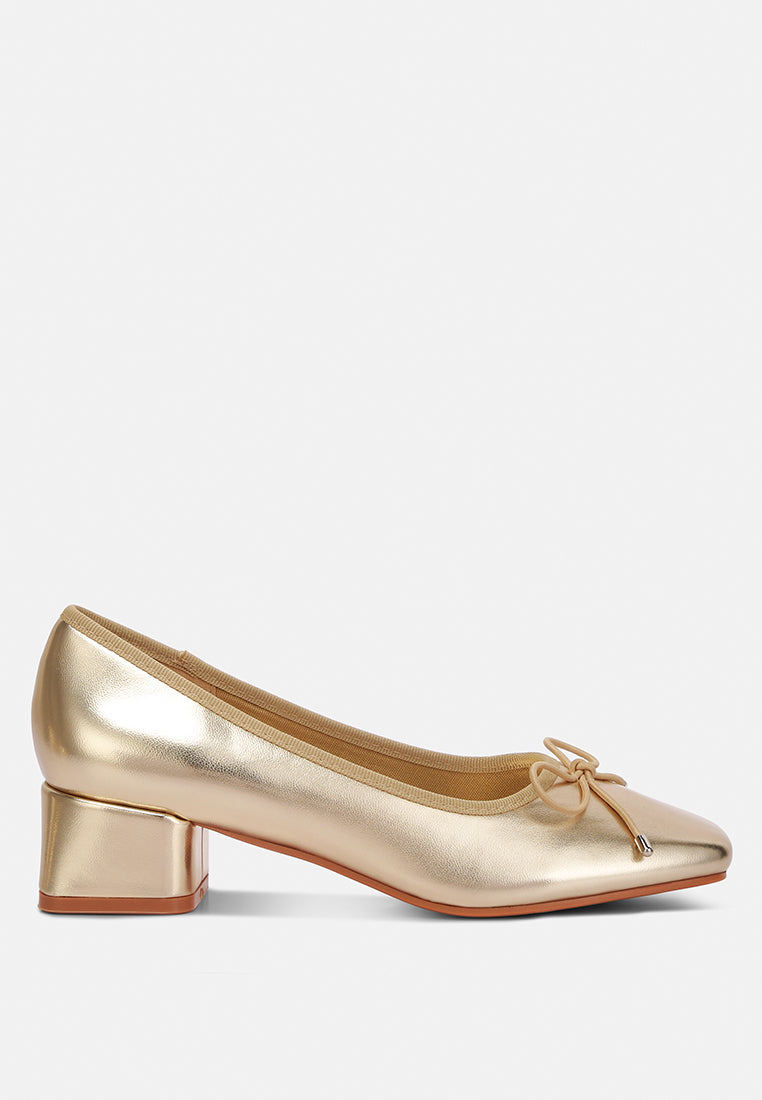 laga metallic low block heel ballerinas by rag#color_gold