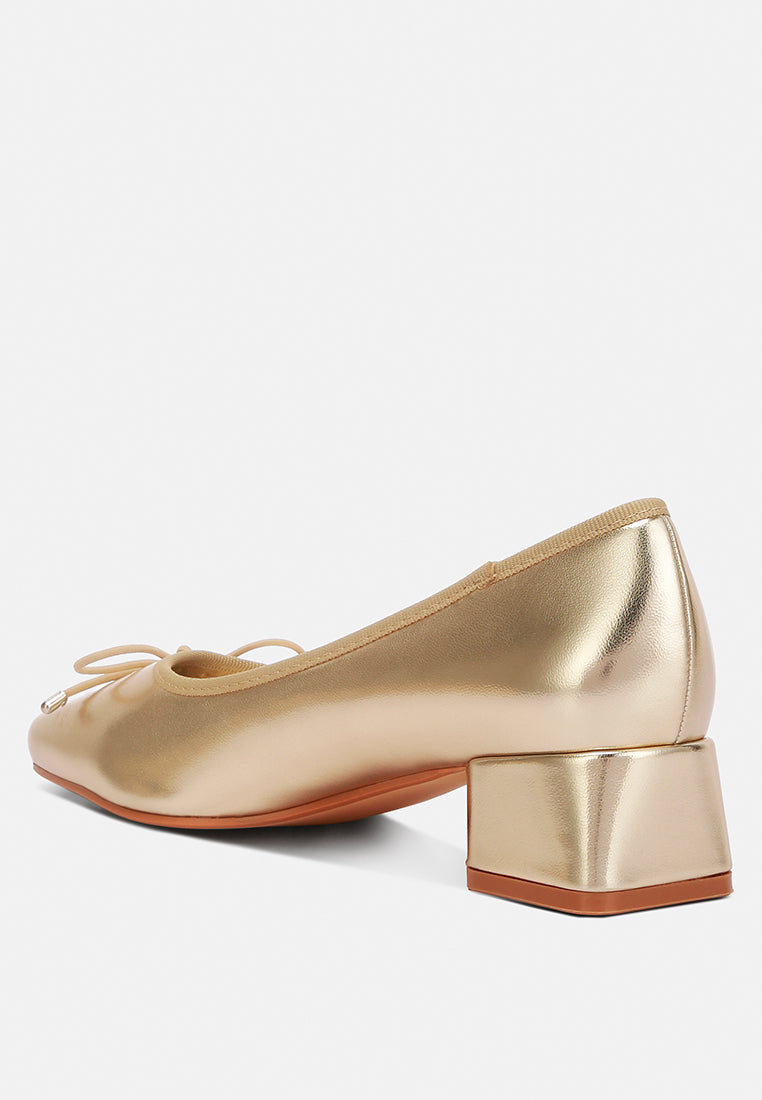 laga metallic low block heel ballerinas by rag#color_gold