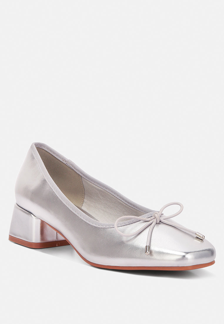 laga metallic low block heel ballerinas by rag#color_silver