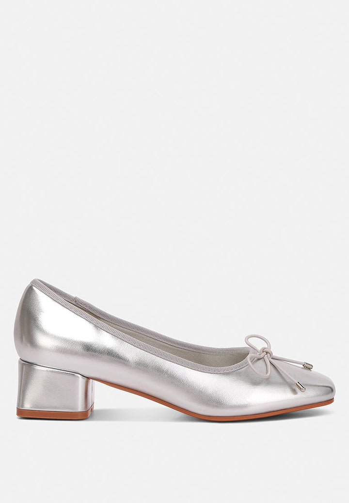 laga metallic low block heel ballerinas by rag#color_silver