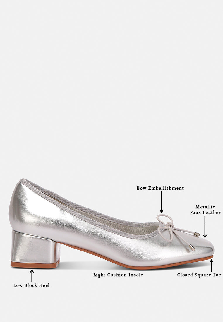 laga metallic low block heel ballerinas by rag#color_silver