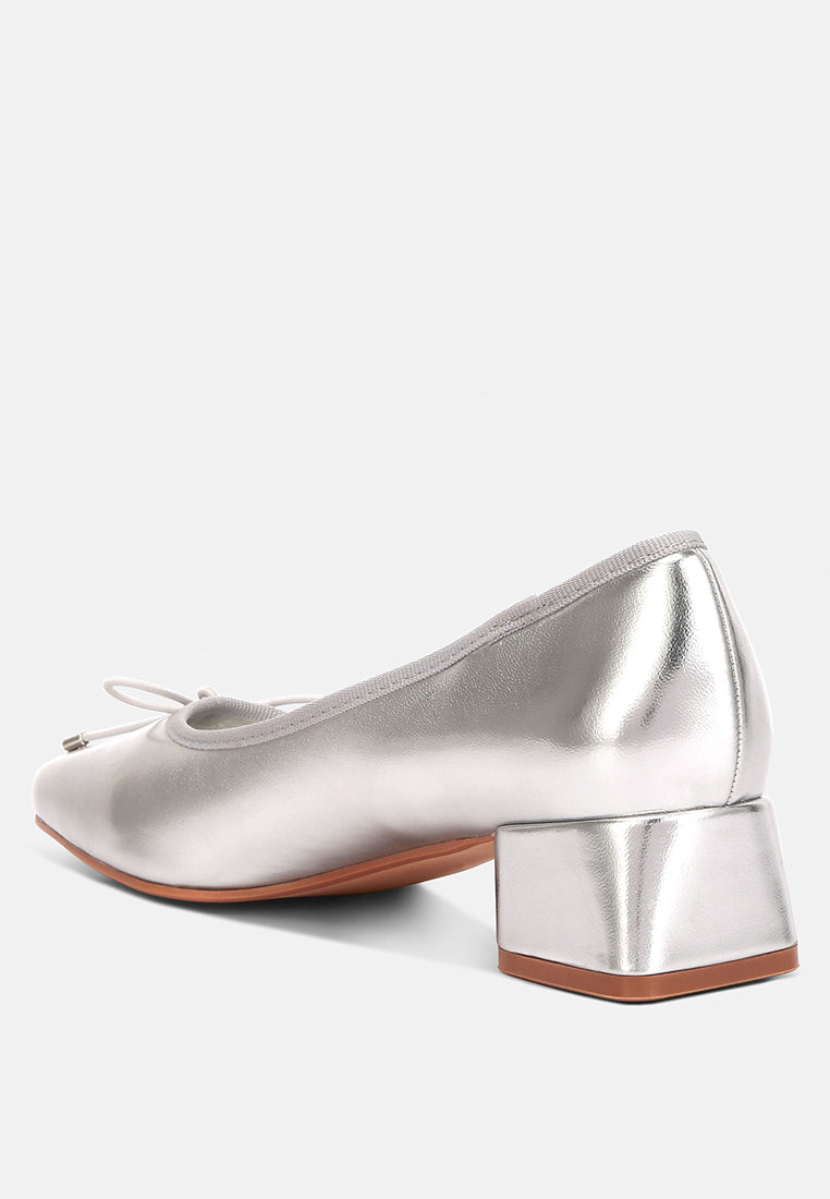 laga metallic low block heel ballerinas by rag#color_silver