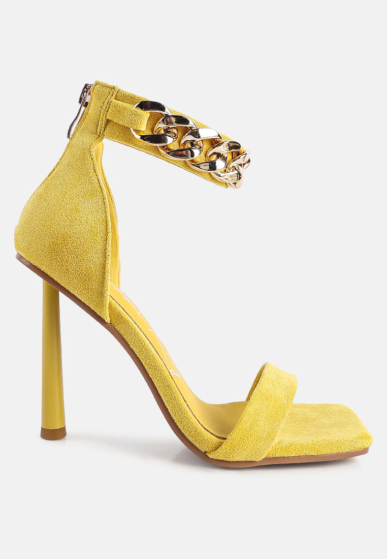 last sip heeled faux suede chain strap sandals#color_yellow