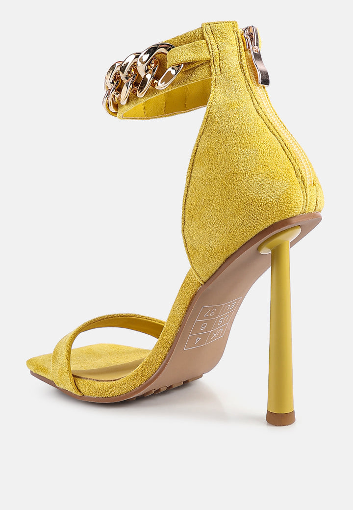 last sip heeled faux suede chain strap sandals#color_yellow