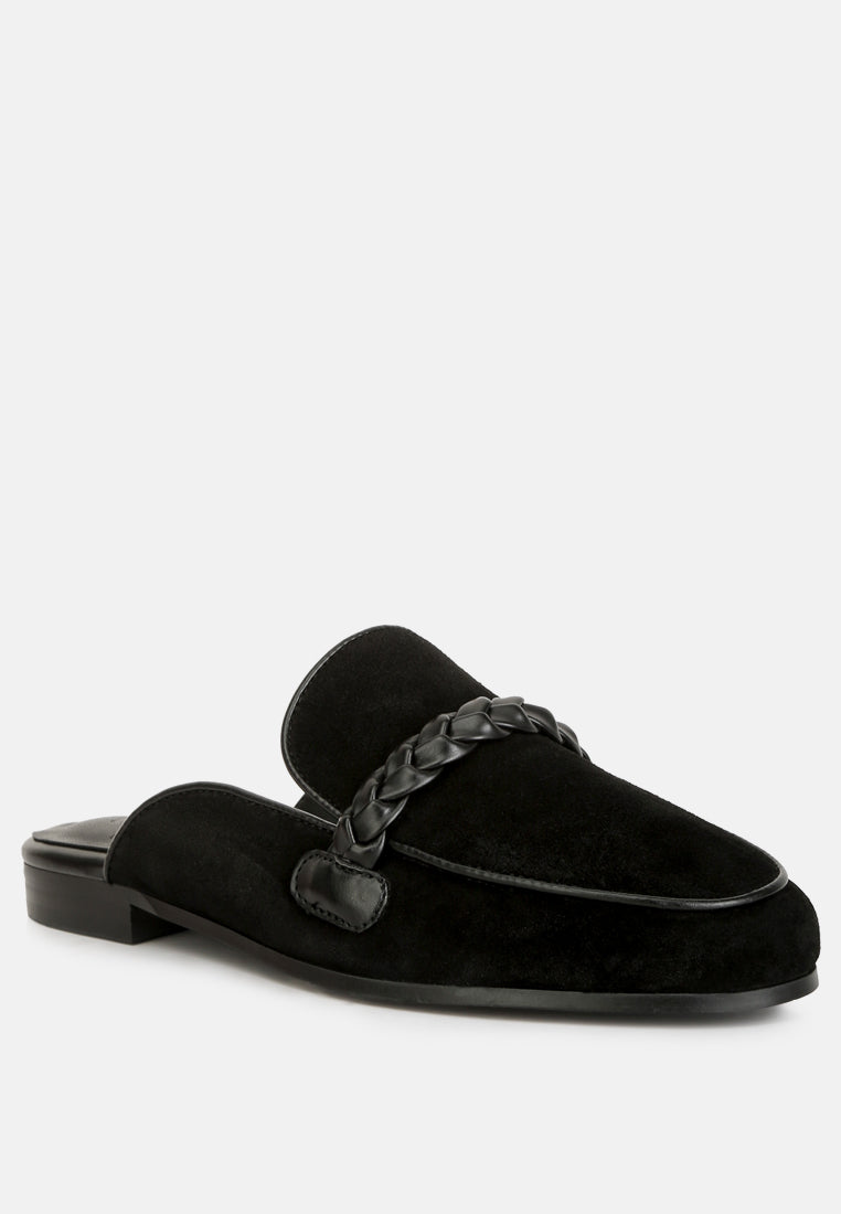 Mules con detalle trenzado de piel de ante lavinia#color_black