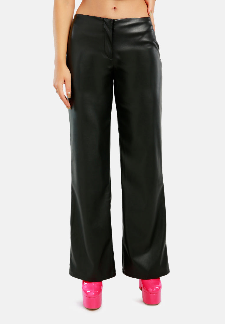 leather look flared trousers#color_black