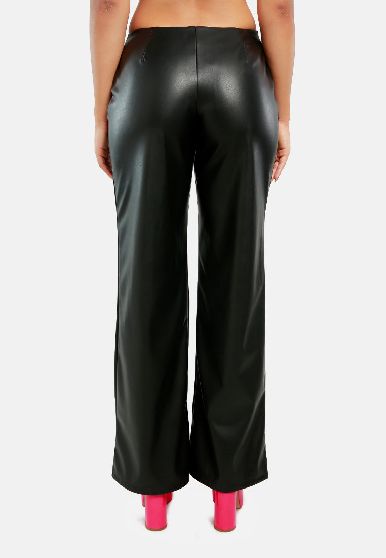 leather look flared trousers#color_black