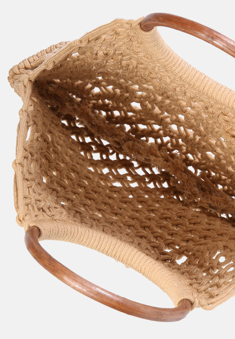 left in knots handmade cotton crochet bag#color_beige