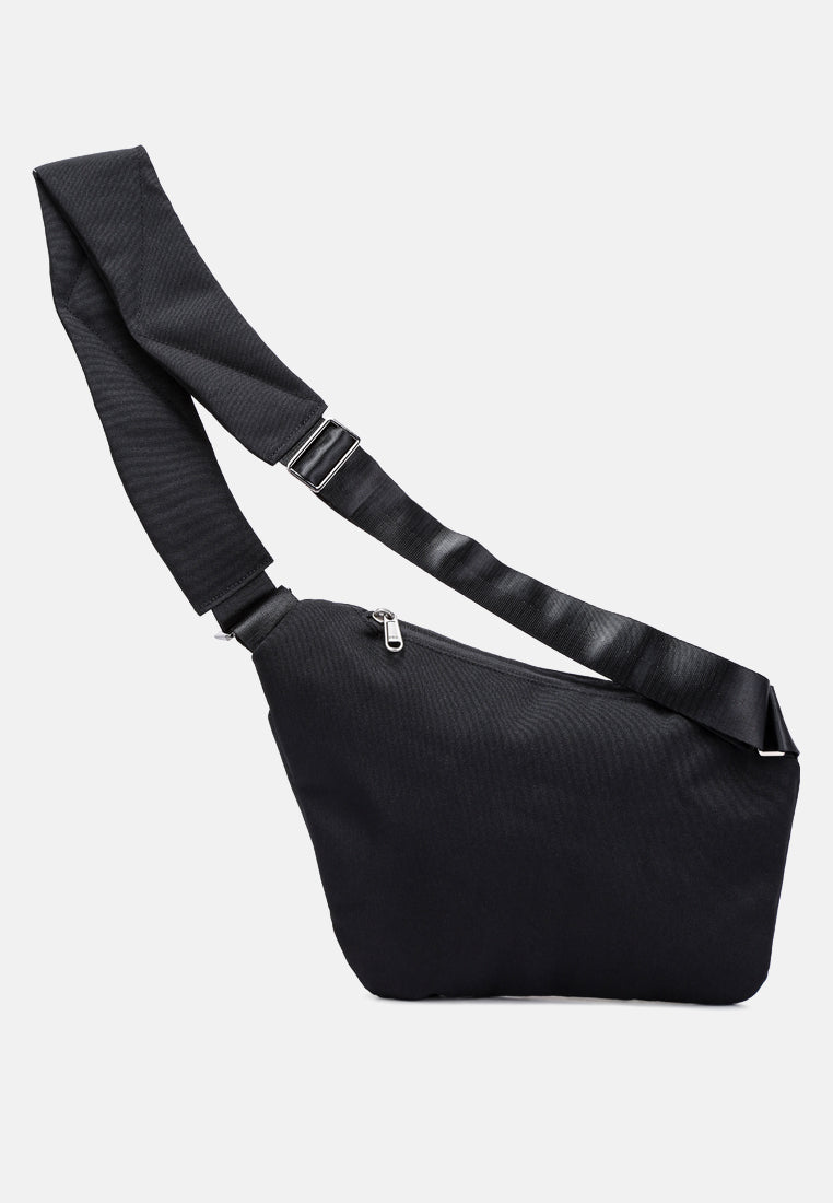 left shoulder asymmetrical crossbody utility bag by ruw#color_black