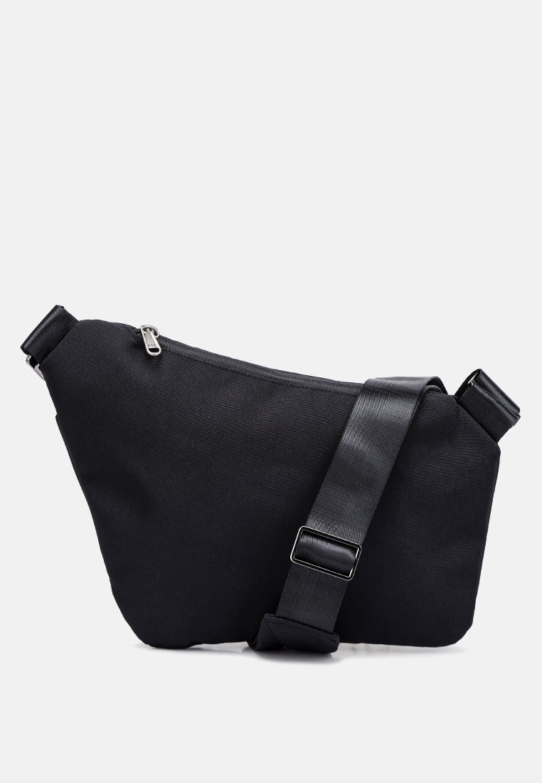 left shoulder asymmetrical crossbody utility bag by ruw#color_black