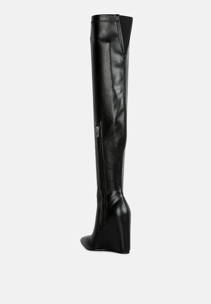 leggy lass wedge heel long boots#color_black