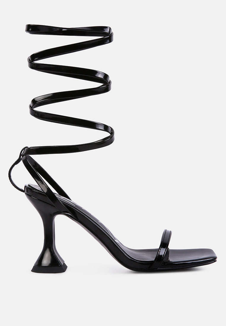 lewk strappy tie up spool heel sandals#color_black