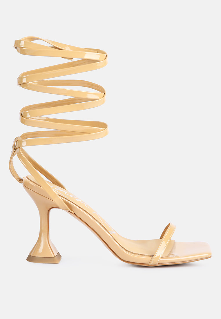lewk strappy tie up spool heel sandals#color_nude
