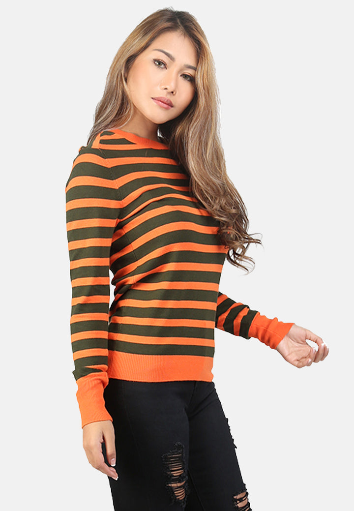 light weight pullover sweater#color_green-orange