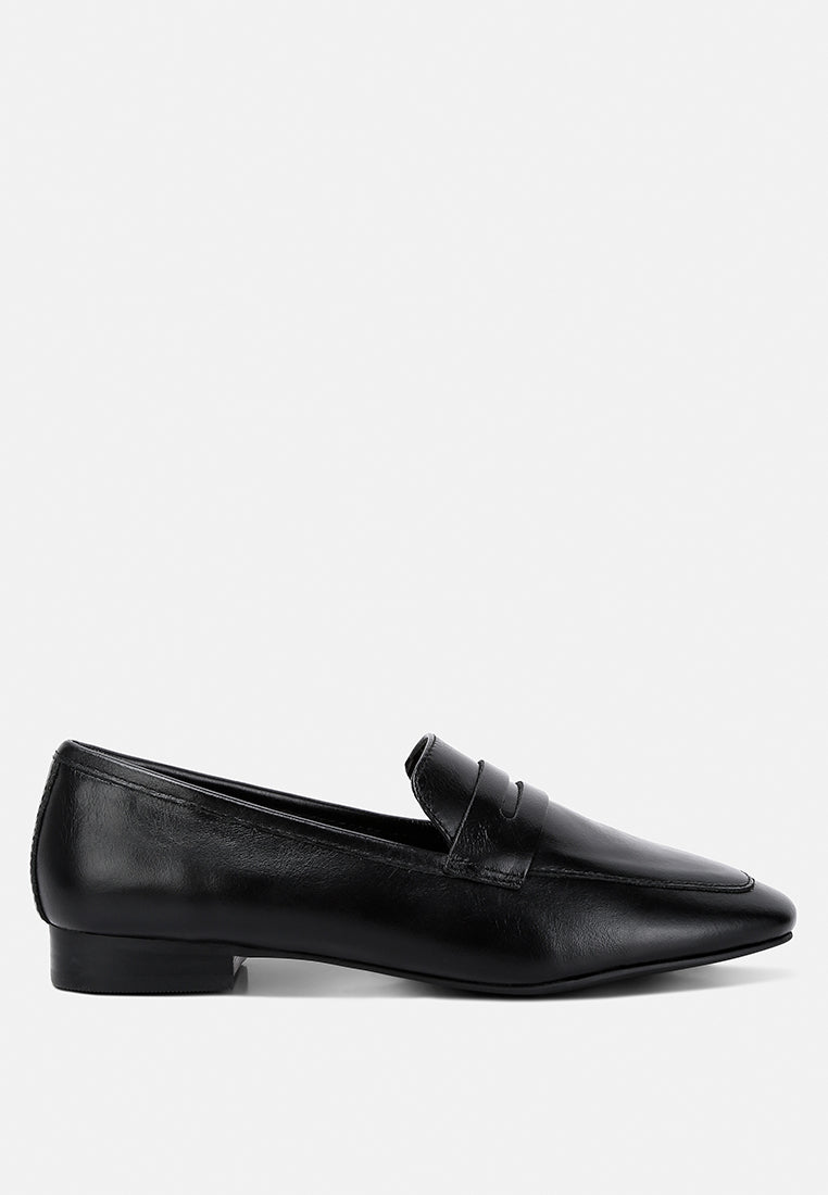 liliana classic leather penny loafers#color_black