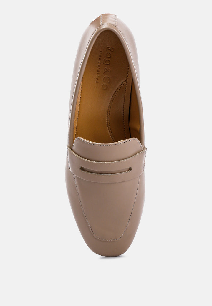 liliana classic leather penny loafers#color_taupe