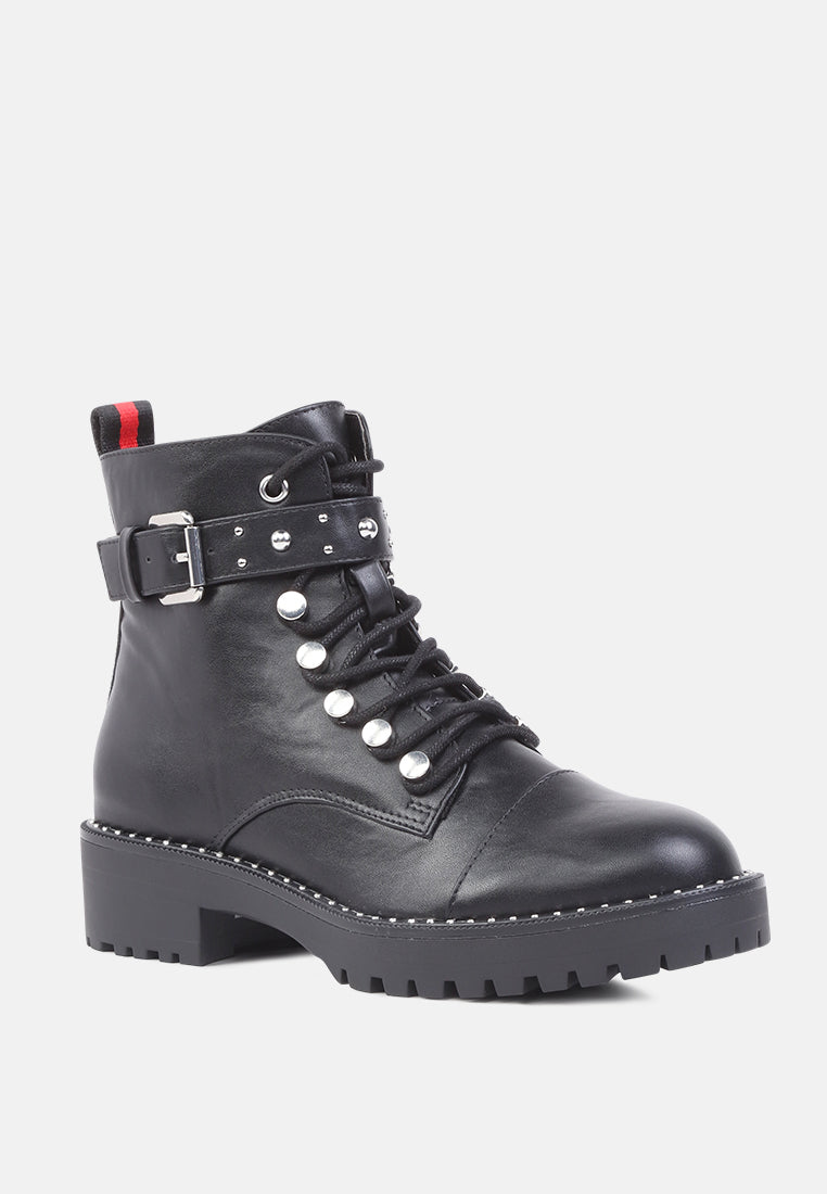 lina contrast tape studded ankle boots#color_black