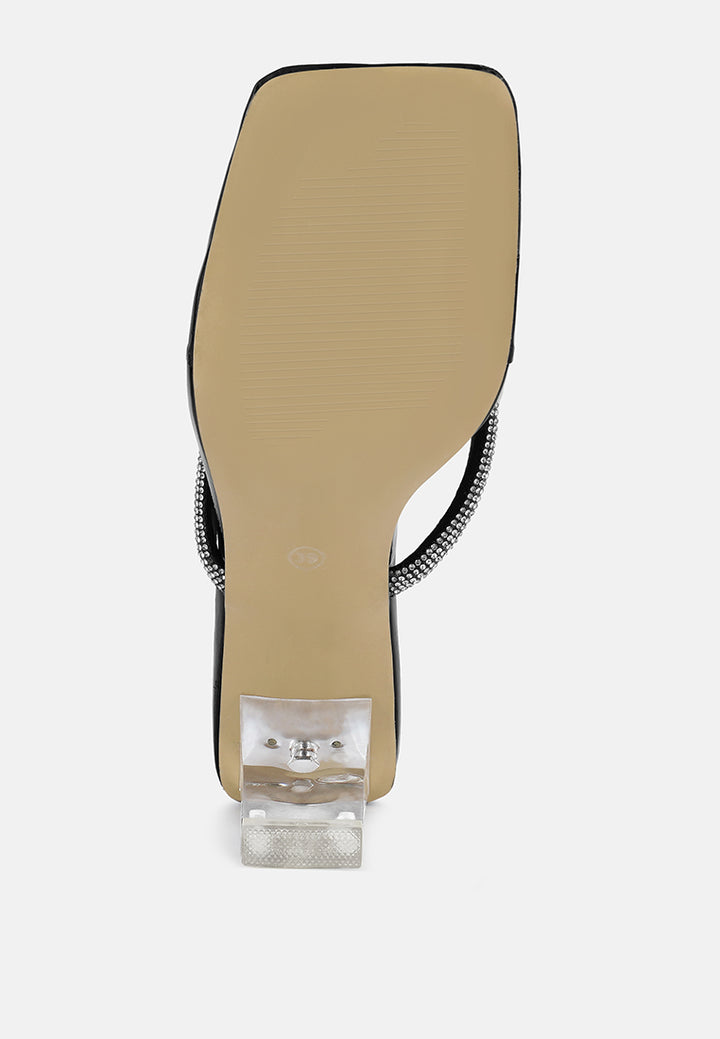 litchi rhinestone sandalias de correa adornadas