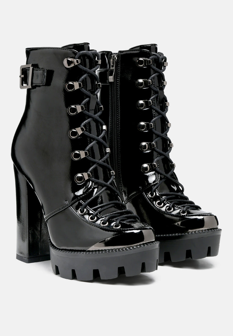 lobra high heel lace up ankle boots#color_black