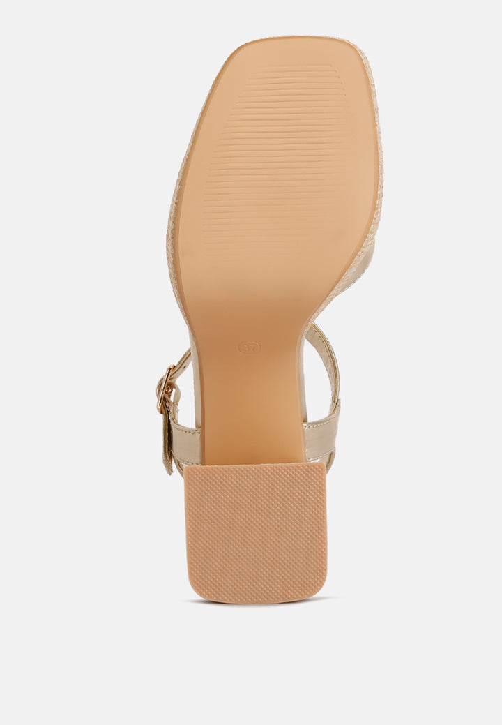 lofty metallic faux leather block heel sandals#color_gold