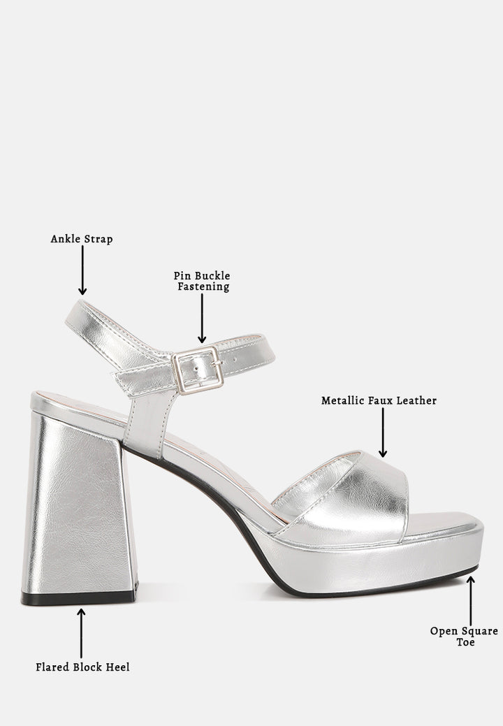 lofty metallic faux leather block heel sandals#color_silver