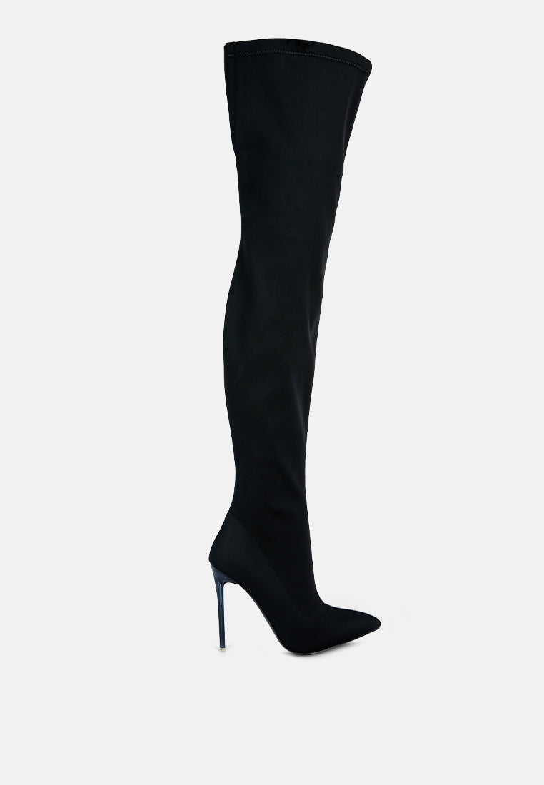 lolling long high heel boots#color_black