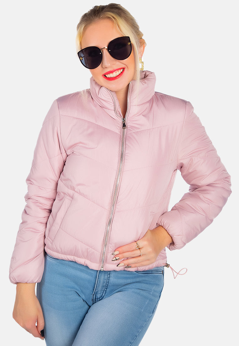 long sleeves puffer jacket by ruw#color_dusty-pink