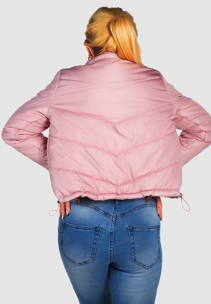 long sleeves puffer jacket by ruw#color_dusty-pink