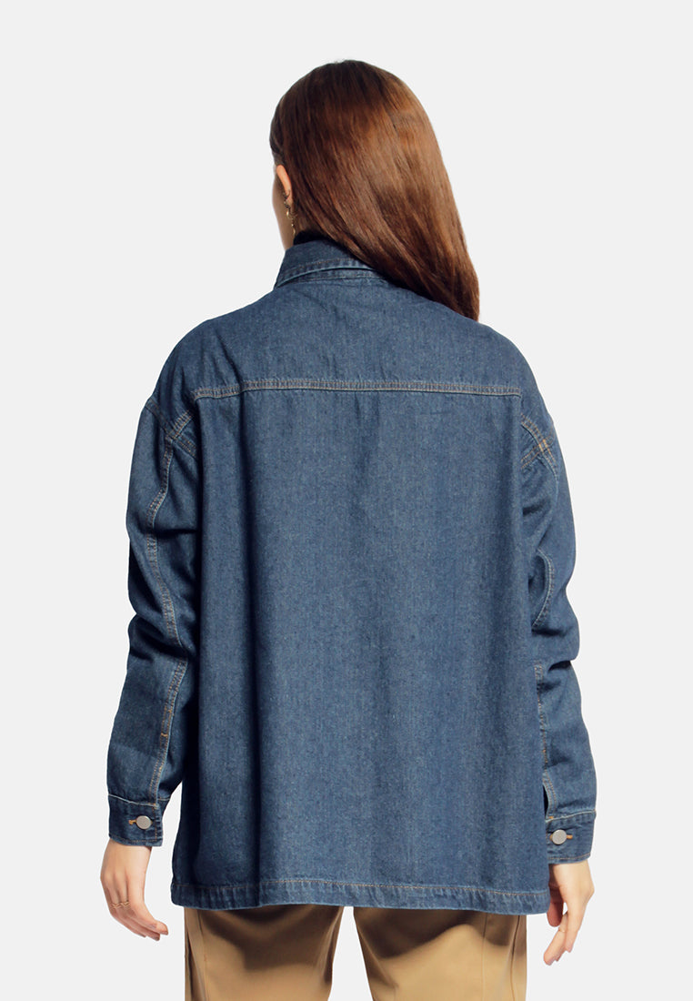 long denim jacket#color_drak-blue