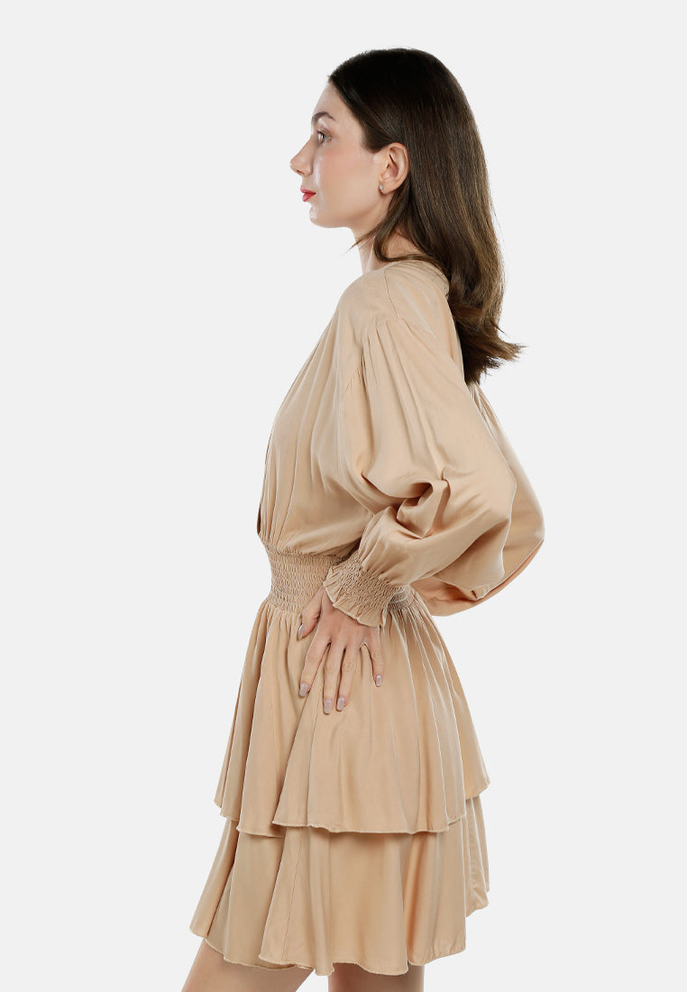 long lantern sleeves dress by ruw#color_beige