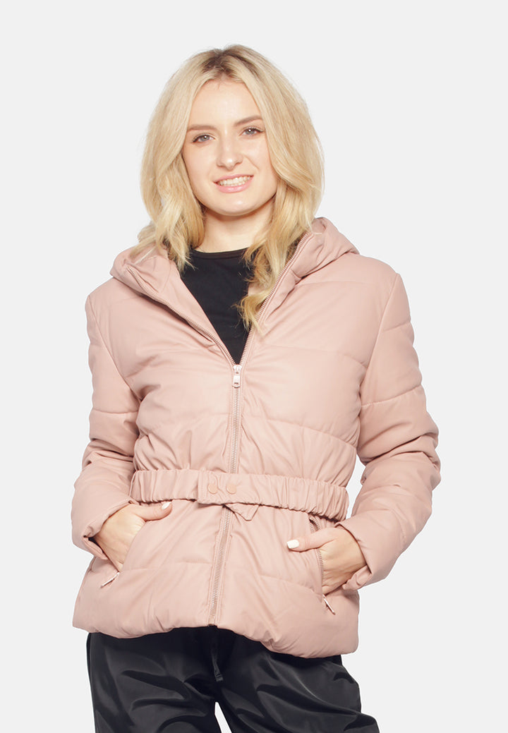 long sleeved hooded puffer jacket#color_blush