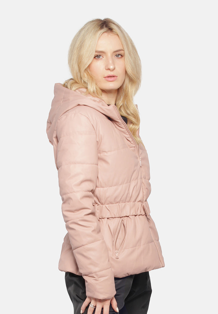 long sleeved hooded puffer jacket#color_blush