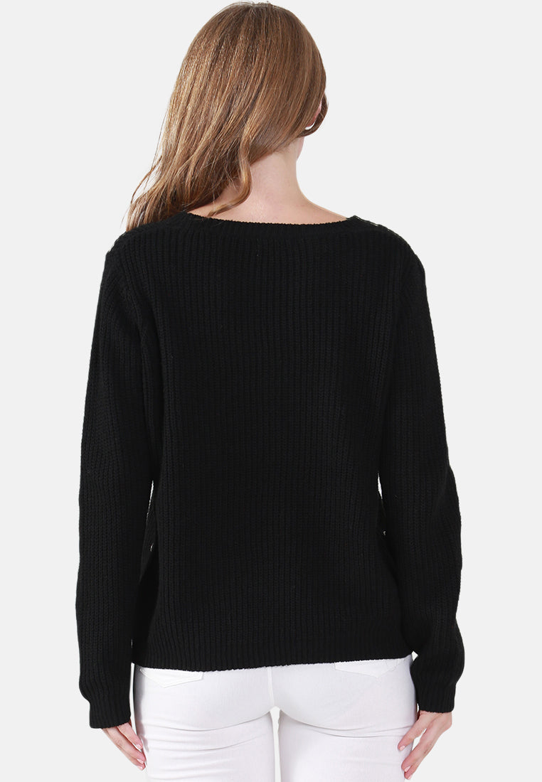 long sleeve knit sweater#color_black