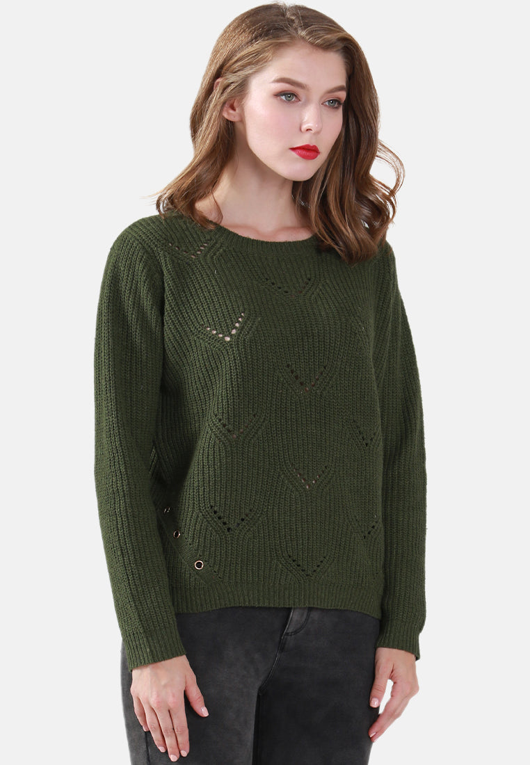 long sleeve knit sweater#color_green