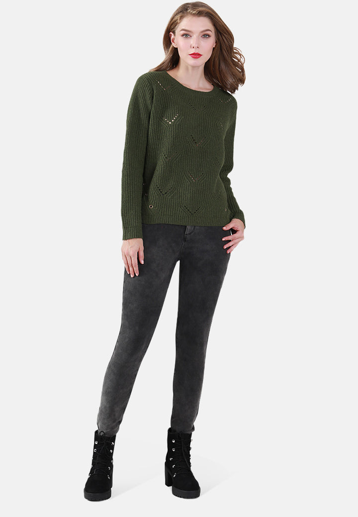 long sleeve knit sweater#color_green