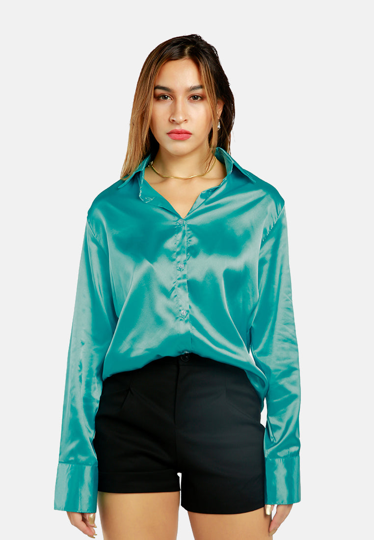 long sleeve satin shirt blouse#color_aqua